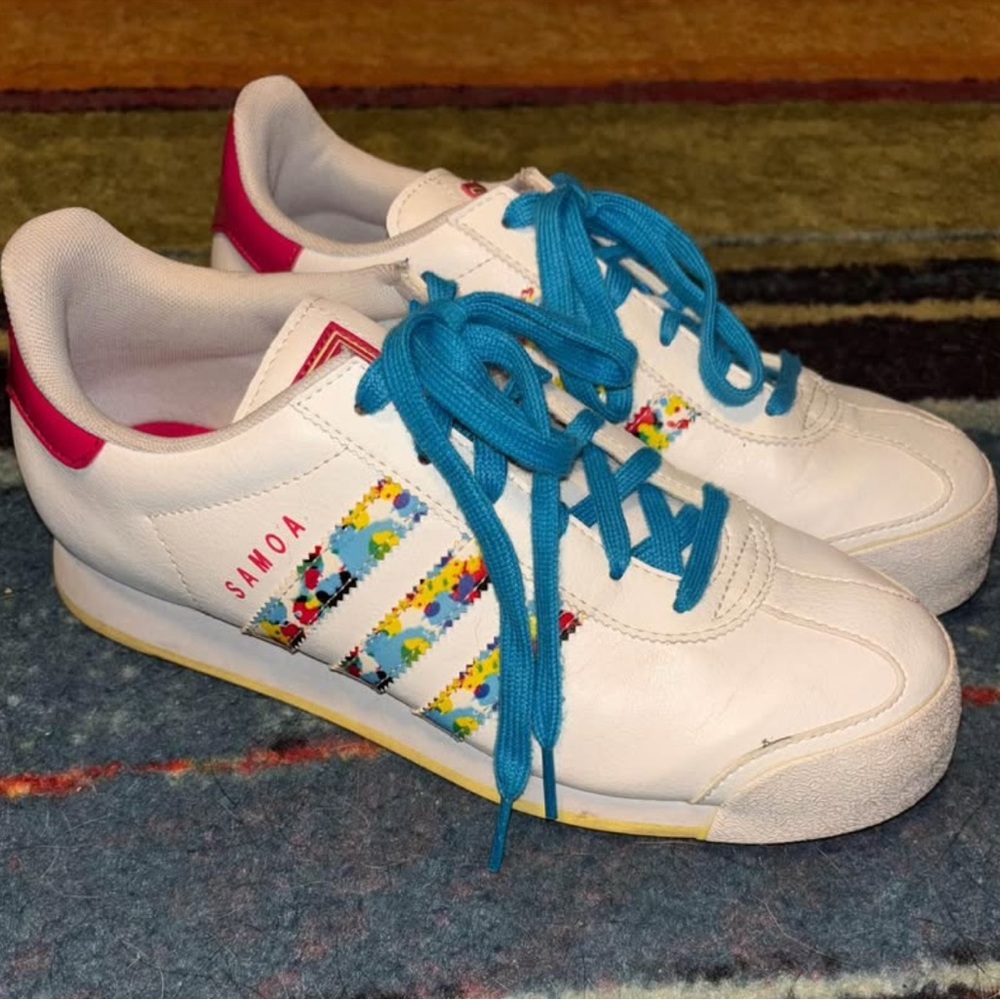Adidas Samoa White/Pink Multi Paint Ink Women’s